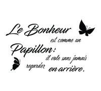 Sticker citation le bonheur est comme un papillon