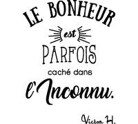 Sticker citation Le bonheur est parfois caché ... Victor Hugo