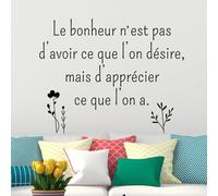 Sticker citation Le bonheur Noir - 30 x 55 cm