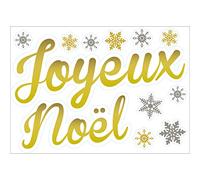 Sticker Citation Noël Joyeux 21x29.7cm pour Vitres Intérieures/Extérieures, Autocollant Electrostatique.