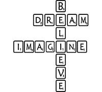 Sticker citation puzzle believe, dream, imagine