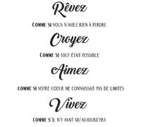 Sticker citation rêvez croyez aimez vivez