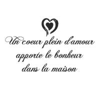 Sticker citation un coeur plein d'amour apporte le bonheur ...