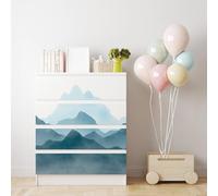 Sticker compatible avec meuble IKEA MALM Montagne - 3 petits tiroirs 40 x 20 cm - Sticker décoratif amovible en PVC, facile à appliquer, décoration moderne pour commode