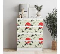 Sticker compatible avec meuble IKEA MALM Oiseaux au coucher du soleil - 6 grands tiroirs 80 x 20 cm - Sticker décoratif amovible en PVC, facile à appliquer, décoration moderne pour commode
