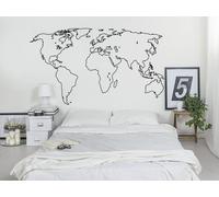 Sticker Contour Mappemonde - Nombreuses tailles et couleurs disponibles