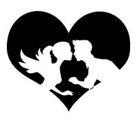 Sticker Couple au centre d'un coeur