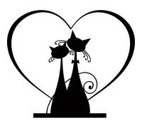 Sticker Couple de chat et coeur