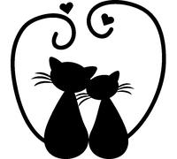 Sticker Couple de chats amoureux