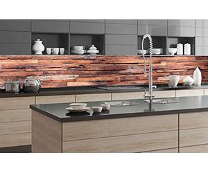 Sticker crédence - cuisine MUR EN BOIS 350 x 60 cm | Mur Arrière de la Cuisine - Crédence adhésive