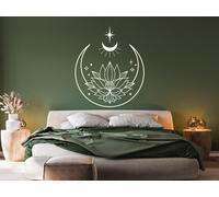 Sticker Croissant de lune Lotus céleste - Nombreuses tailles et couleurs disponibles