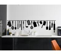 Sticker Cuisine barre Ustensiles - Nombreuses tailles et couleurs disponibles