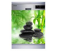 Sticker Cuisine Lave Vaisselle Galets Bambou 60x60cm SLV1096 (Fond Blanc)