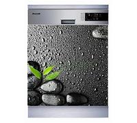 Sticker Cuisine Lave Vaisselle Galets Feuille 60x60cm SLV1103 (Fond Blanc)