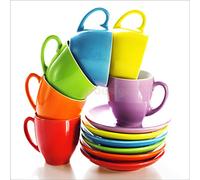 Sticker Cuisine Lave Vaisselle Tasses de Couleurs 60x60cm SLV1207 (Fond Blanc)