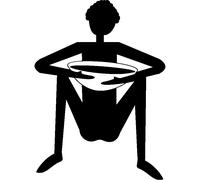 Sticker cuisine Silhouette homme assis jambe écarté