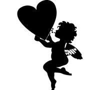 Sticker cupidon avec un grand coeur