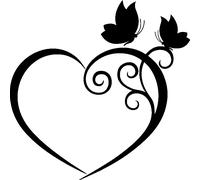 Sticker Cœur et papillons