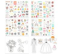 Sticker de Décoration Mariage, Autocollants D'amour, Scrapbooking Transfert, Vintage Autocollants，Stickers pour Album Photo, Livre d'or de Mariage(4 Feuilles avec une carte)