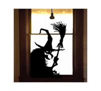 Sticker de fenêtre d'Halloween, décoration de sorcière, sticker de fenêtre pour enfants avec silhouette de sorcière maléfique