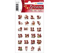 Herma Autocollants de Noël ronds 15254 – Lot de 24 – Chiffres 1–24, Ø 2 cm, paillettes pour calendrier de l'Avent