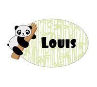 Sticker De Porte Personnalisable Avec Le Prénom de Votre Enfant - Pandi Panda - Dimensions 25 x 14,9 cm - Adhésif