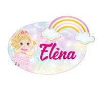 Sticker De Porte Personnalisable avec Le Prénom de Votre Enfant - Petite Fée - Dimensions 20 x 13 cm - Adhésif