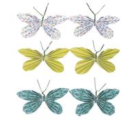 Sticker déco: Papillons en papier vert éternel 5x3cm av.dot adhés.assort. 6 pces