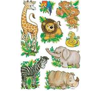 Sticker Décor - HERMA - Animaux de la Jungle - 3 Planches - Étiquettes en Papier - Multicolore