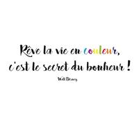 Sticker décoratif, citation rêve la vie en couleur wall disney, 68 cm X 24 cm