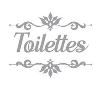 Sticker décoratif de porte - TOILETTES - Vinyle - Gris - Adulte - Mixte