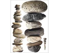 Sticker décoratif, photo de cairns, galets empilés les uns sur les autres, 68 cm X 48 cm