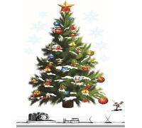 Sticker décoration de Noël, arbre de Noël avec boule et accessoires