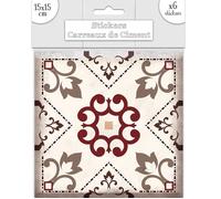 Sticker - Décoration murale - 6 stickers carreaux gris et marron - 15 x 15 cm - Vinyle - Contemporain