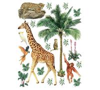 Sticker Décoration murale - Animaux de la jungle - Multicolore - 65 x 85 cm - Pour enfants