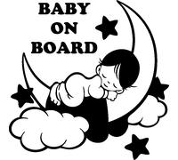 Sticker design Baby on board Bébé sur la lune