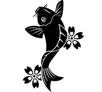 Sticker Design grand poisson et fleurs