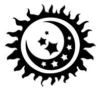 Sticker Design lune dans un soleil
