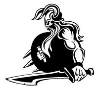 Sticker design Silhouette grand guerrier tenant une épée