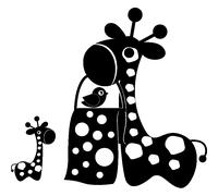 Sticker Deux giraffes et un oiseau