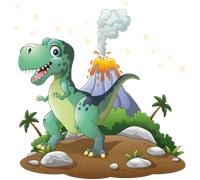 Sticker dinosaure tyrannosaure sur île