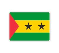 Sticker drapeau SAO TOME ET PRINCIPE santomeens 10cm(S) - 28cm(XL) autocollant bord blanc (taille S : 10cm x 7cm)