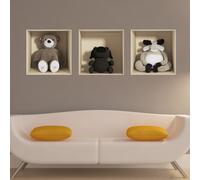 Sticker effet 3D jouets Ourson, chien et cerf