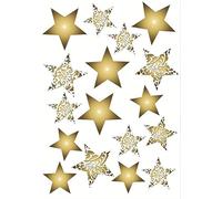 Sticker électrostatique Noël, décoration fenêtre 21x29,7cm, étoiles dorées, vitre décorée festive