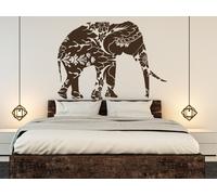 Sticker Éléphant Floral - Nombreuses tailles et couleurs disponibles