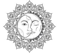 Sticker ethnique demi lune et soleil zen