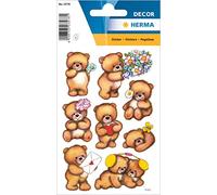Sticker/étiquette à bijoux motif ourson avec fleurs, 3 feuilles