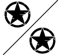 Sticker Etoile US Usée - Kit stickers Camping Car 4x4 - Autocollant voiture moto camping car - Stickers camping car - Pack de 2 unités (80x80 cm, Noir)