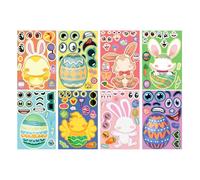 Sticker Faces For Kids - Craft Sheets, 8 Pack Funny Decals For Easter Celebrations, Kits With Adorable Graphics, Party Supplies, Visual Assemblies For Preschoolers, Boys, Girls And