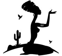 Sticker femme africaine à genoux
